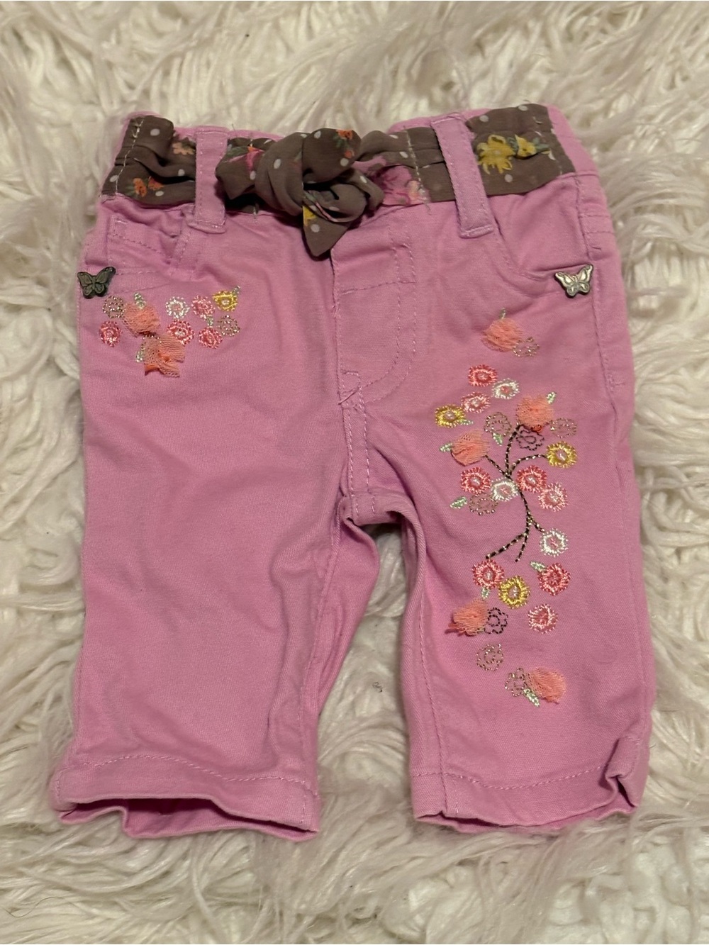 Baby Route 66 Orchid Pink Embroidered Jeans Newborn